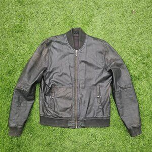 Nudie Jeans - Cedric black bomber Leather Jacket - Large
